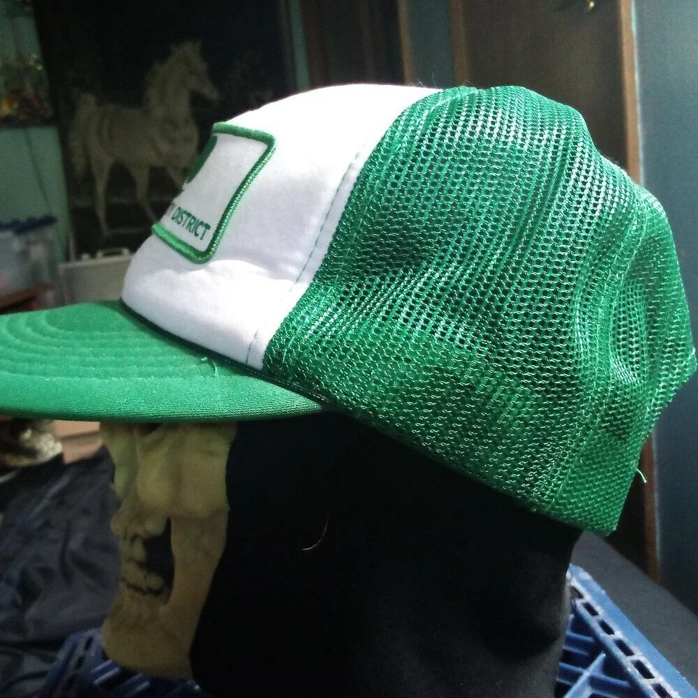 Deadstock Vintage Emerald People's Utility District Patch Snap Trucker Hat Cap